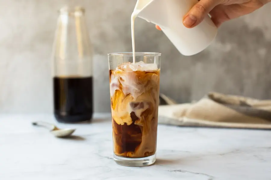 Iced coffee is brewed hot coffee served with ice