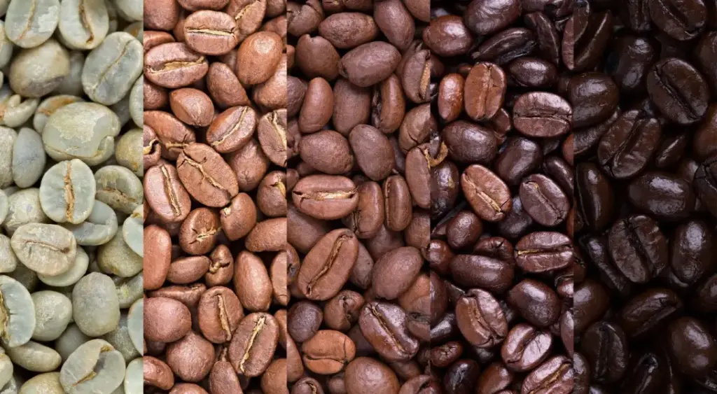 The coffee beans' caffeine content decreases with increasing roasting time