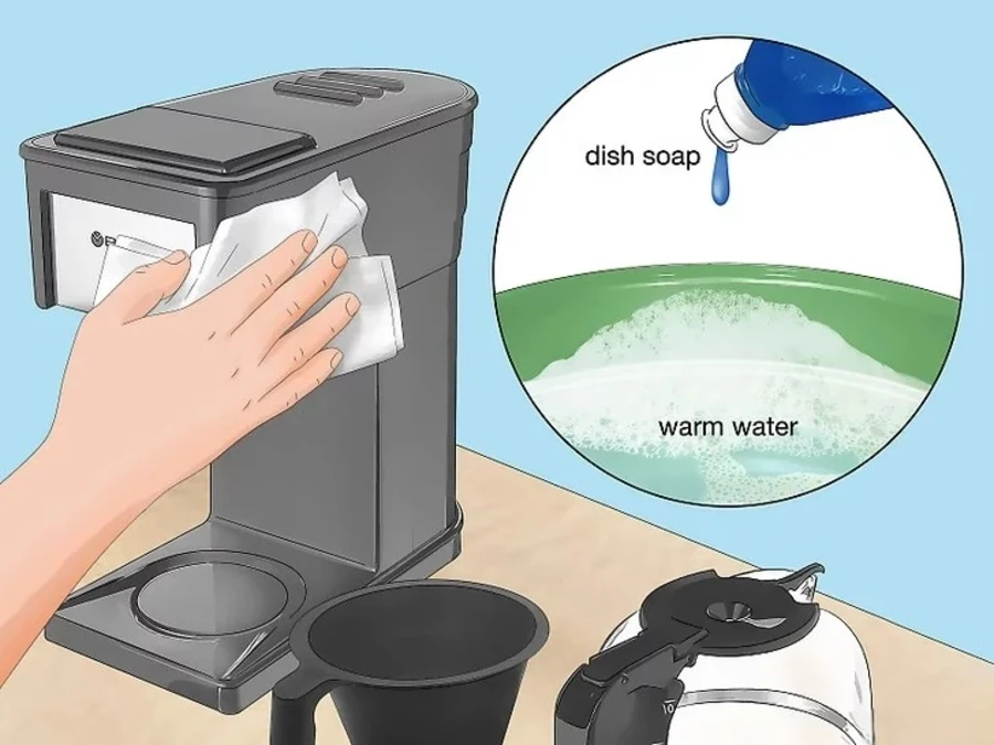 Gently scrub the damp cloth